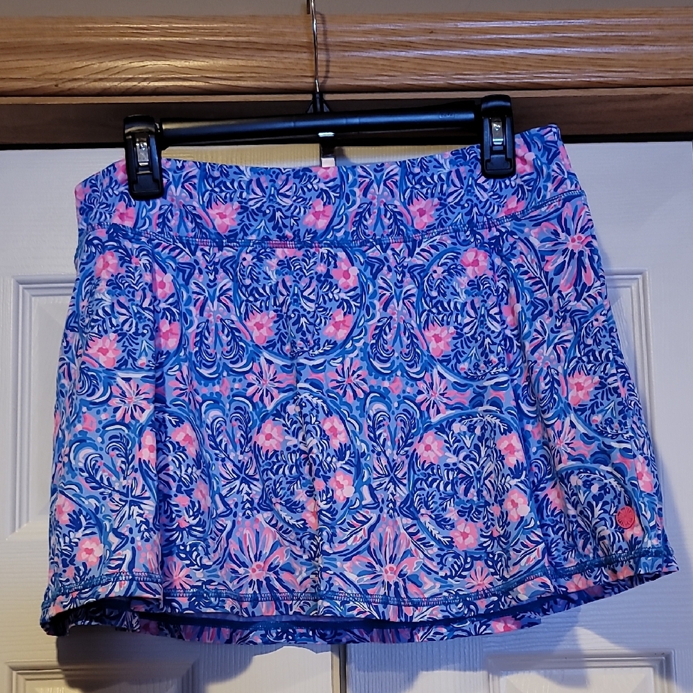 Lilly Pulitzer Blue and Pink Floral Mini Skirt